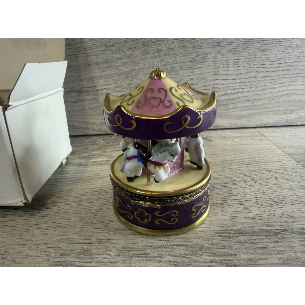Sinclair Limoges France Hand Painted Merry‎ Go Round Trinket Box 6/1000